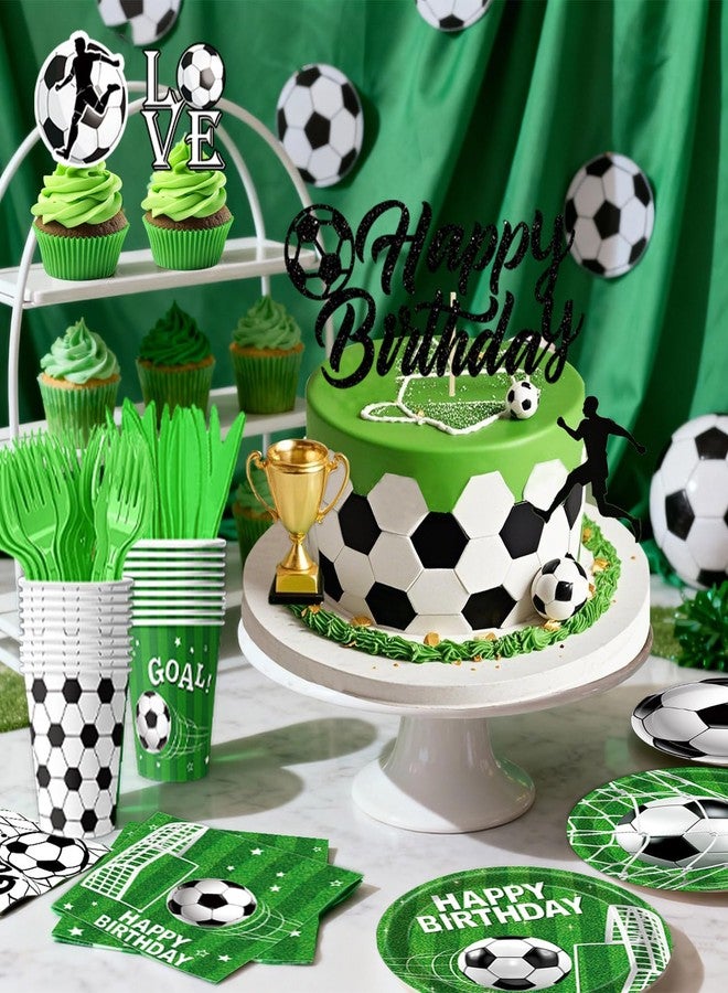 QIYANPAX Soccer Birthday Party Decorations Includes Plates, Napkins, Cups, Tablecloths, Balloons, Cake & Cupcake Toppers, Honeycomb Centerpieces, Banner for Boys Sport Soccer Party Decorations, Serves 24 - Image 3